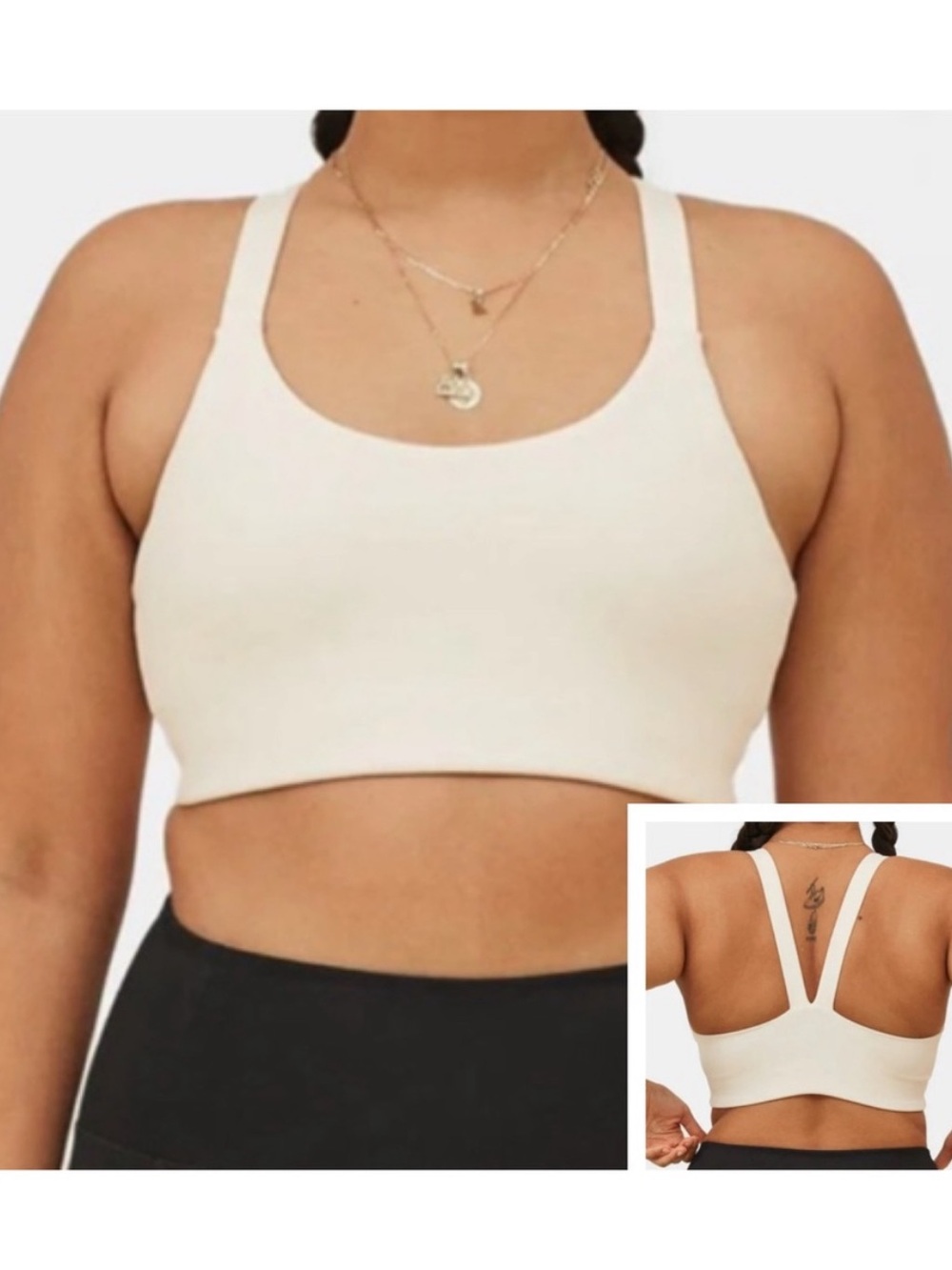 Girlfriend Collective Lou V-Back Bra in White Ivory XS NWOT